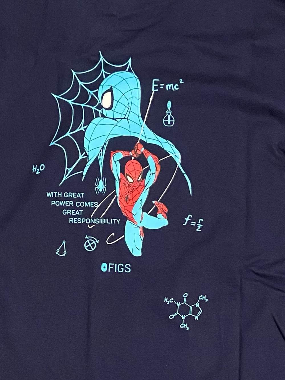 FIGS Navy Spider-Man Science Graphic Tee - Blue & Red
